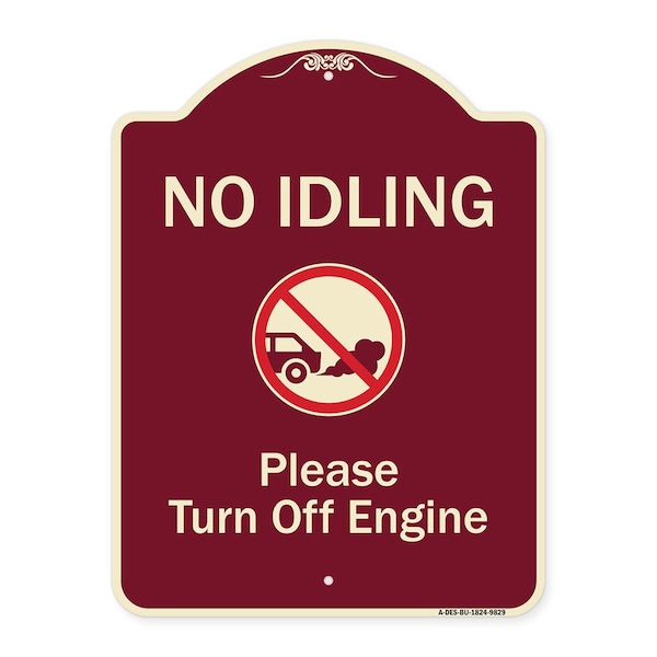 Designer Series-No Idling Please Turn Off Engine With Graphic, 24" x 18", BU-1824-9829